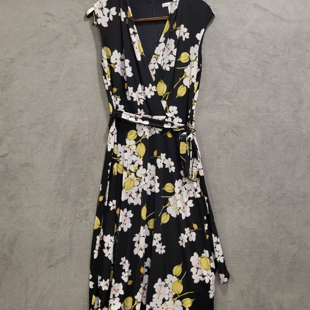 London Times Maxi Dress Womens Size 10 Floral‎ Belt Stretchy Classic Pretty Sexy
